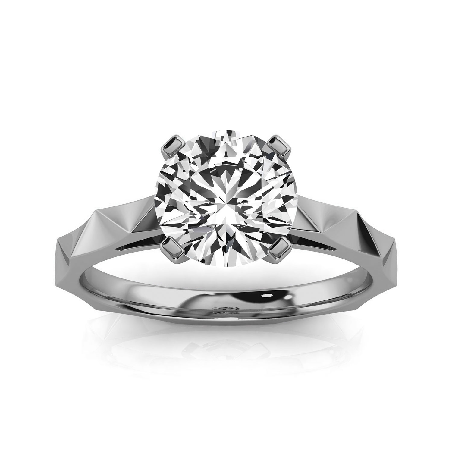14K White Gold Mona Delicate 2 MM Solitaire Ring